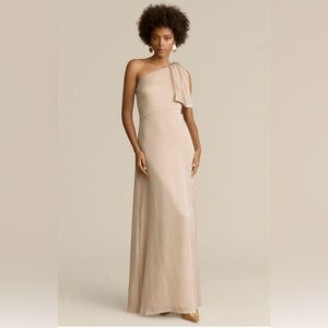 Sachin + Babi Chelsea One-Shoulder Georgette Bias Gown in Champagne Size 6